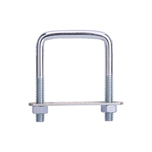 Brida prindere panou gard zincata cu placuta si piulite pentru stalp 60x60 mm
