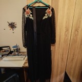 Rochie lungă de ocazie neagră cu broderie florală 3D Shein Curve 3XL