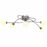 Cumpara ieftin Lustră cu abajururi rotunde albe din ceramică, 5 becuri G9