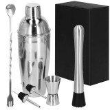 Set preparare bauturi Shaker, 750 ml, 6 elemente, argintiu, Springos