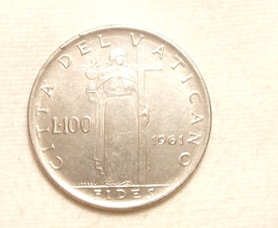 VATICAN 100 LIRE 1961 foto