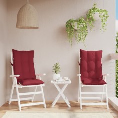 vidaXL Perne scaun cu spătar &icirc;nalt 2 buc, roșu, țesătură Oxford 377629
