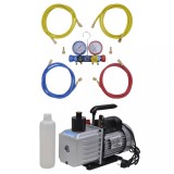 VidaXL Pompă de vid 100 L/min cu set manometru cu 4 căi &icirc;n trusă scule