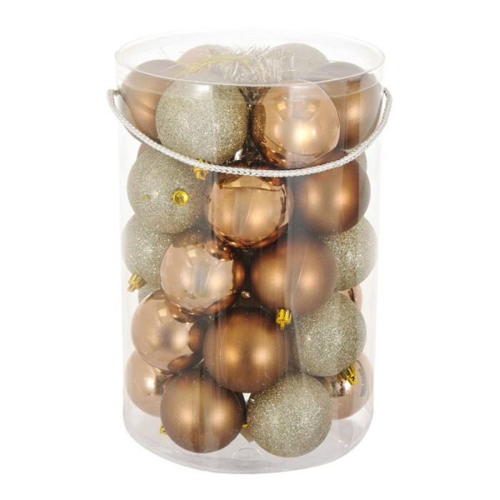 Set 30 de globuri pentru brad, 7 cm, Auriu
