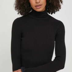 XT Studio pulover femei, culoarea negru, light, cu guler