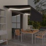 vidaXL Copertină retractabilă manual cu stor&amp;LED, antracit, 5x3 m
