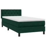 Cumpara ieftin Pat box spring cu saltea, verde inchis, 80x220 cm, catifea