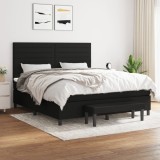 VidaXL Pat box spring cu saltea, negru, 160x200 cm, textil