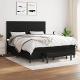 Pat box spring cu saltea, negru, 180x200 cm, catifea GartenMobel Dekor, vidaXL