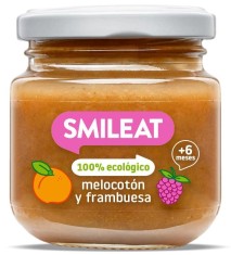 Piure BIO din piersici si zmeura, +6 luni Smileat