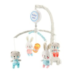 Carusel muzical, BabyMix, Pentru patut, Cu 5 jucarii din plus, Bears and rabbits foto