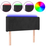 Cumpara ieftin Tablie de pat cu LED, negru, 83x16x78/88 cm, catifea