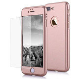Husa protectie iPhone 7 Rose-Auriu Fullbody fata-spate + folie sticla gratis, MyStyle