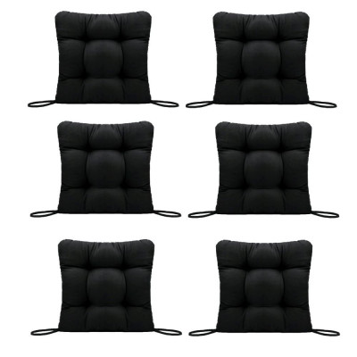 Set Perne decorative pentru scaun de bucatarie sau terasa, dimensiuni 40x40cm, culoare negru, 6 bucati foto