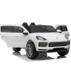 Masinuta Electrica Copii Porsche Cayenne XXL, 2 Locuri, 180W, 12V, Roti Moi, Scaun Tapitat, Alba