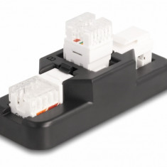 Set Keystone Cat.6 LSA cu suport clip-on RJ45/RJ11 Negru, Delock 87104