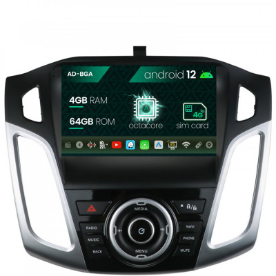 Navigatie Ford Focus 3 (2011-2019), Android 12, A-Octacore 4GB RAM + 64GB ROM, 9 Inch - AD-BGA9004+AD-BGRKIT144 foto