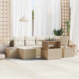 VidaXL Set de canapele pentru grădină 7 pcs Bej Rattan poli