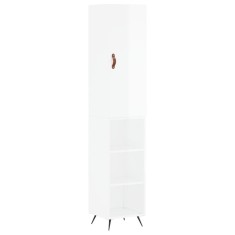 Dulap inalt, alb extralucios, 34,5x34x180 cm, lemn prelucrat