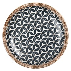 Farfurie ceramica neagra maro alba 21x3 cm