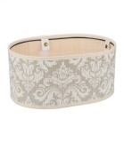 Cosulet pentru paine din bambus, captuseala din panza alba, motiv floral, Alb/Crem,16 x 24 x 34 cm