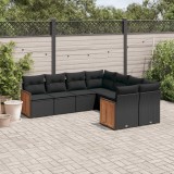 vidaXL Set mobilier de grădină cu perne, 8 piese, negru, poliratan 3228232