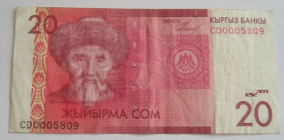 M1 - Bancnota foarte veche - Kirghistan - 20 com - 2009 foto