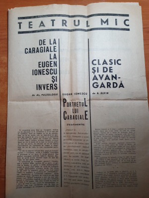 program teatrul mic 1964-1965 -portretul lui caragiale ,eugen ionescu foto