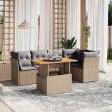 Set canapele de grădină cu perne, 5 piese, bej, poliratan