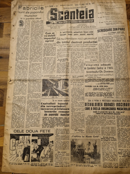 scanteia 19 iunie 1948-nationalizarea,procesul pogromului de la iasi 1941