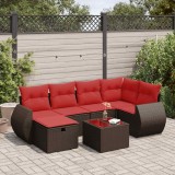 Cumpara ieftin Set canapele de grădină cu perne, 7 piese, maro, poliratan