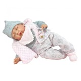 Cumpara ieftin Papusa Nines D&#039;Onil Snow nou-nascut cu sunete si ochii inchisi, ambalata in saculet, cu miros de vanilie, 45 cm