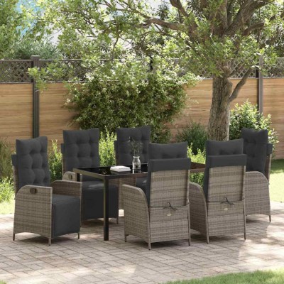 vidaXL Set de masă pentru grădină 7 pcs Gri Rattan poli foto