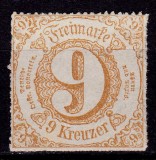 Cumpara ieftin ✅ (S45) Germania veche - Thurn und Taxis 1865 &quot;Cifra in cerc &quot; , 9 Kr Michel nr. 44 , nestampilat/negumat