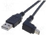 Cablu USB A mufa, USB B mini mufa in unghi, USB 2.0, lungime 1.8m, negru, Goobay - 93971