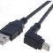 Cablu USB A mufa, USB B mini mufa in unghi, USB 2.0, lungime 1.8m, negru, Goobay - 93971