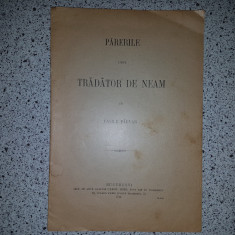 VASILE PARVAN- PARERILE UNUI TRADATOR DE NEAM, 1914