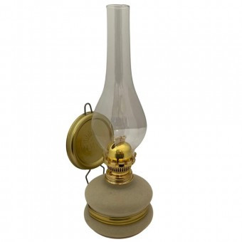 Lampa cu gaz lampant Vivatechnix Classic TR-1002A, rezervor sticla cu catifea, oglinda metal, Bej foto