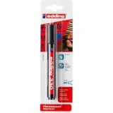 Marker Edding 300, permanent, varf retezat 1-5 mm, negru, in blister