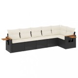 Cumpara ieftin Set mobilier de gradina cu perne, 6 piese, negru, poliratan