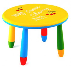 Masa rotunda 70cm pentru copii din masa plastica culoare galbena Raki foto