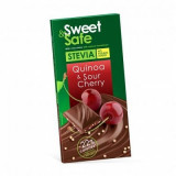 Ciocolata cu indulcitor natural de stevia Sweet&amp;Safe, quinoa si visine, 90g, Sly Nutrition