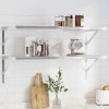 vidaXL Rafturi Perete Argintii 100x40x3 cm, Set 2 Bucăți, Oțel Inoxidabil, Montare Ușoară, Design Modern, Capacitate 50kg