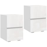 HOMCOM Set de 2 Noptiere cu 2 Sertare, Alb | Aosom Romania