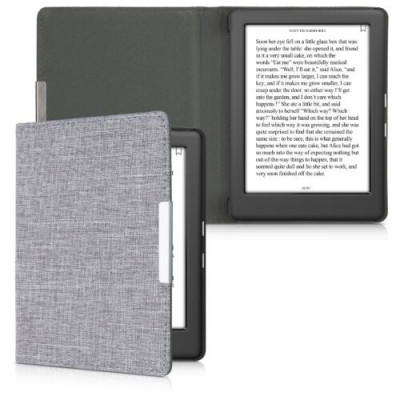 Husa pentru Kobo Glo HD/Touch 2.0, Kwmobile, Gri, Textil, 43008.22 foto