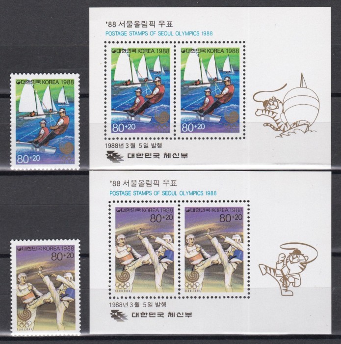 Coreea de Sud 1988 - Jocurile Olimpice - Seul, Serie + 2 Colite, MNH
