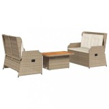 Cumpara ieftin Set mobilier de gradina cu perne, 3 piese, bej, poliratan