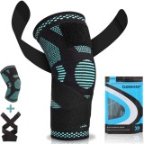 Genunchiera cu compresie Beister, neopren, negru/verde deschis, marimea M