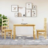 Set Sufragerie 3 Piese Gossi Panama, Lemn Masiv Pin, Finisaj Miere, Masa 112x60cm, Scaune 107cm, Rustic, Durabil, Max 110kg/Loc