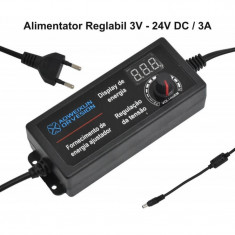 Transformator reglabil, 3v-24v, 3A, mufa 2.1mm, afisaj LED